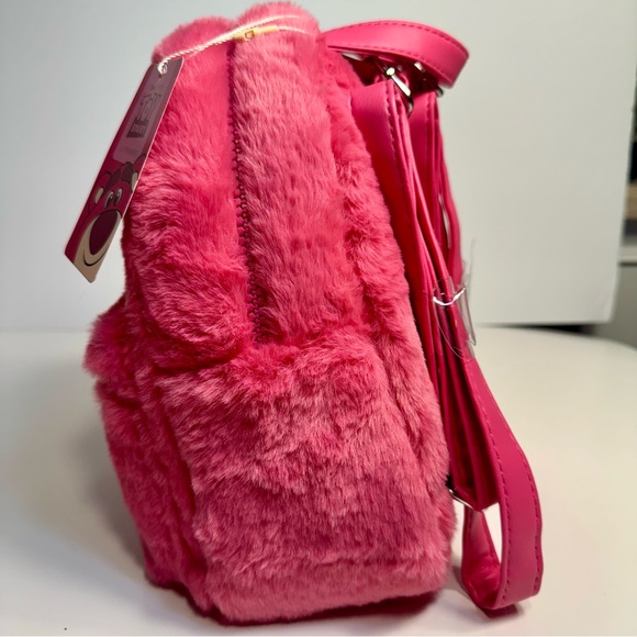 NWT. Disney’s Fluffy mini Backpack. Toy Story Lotso pink furry backpack - Picture 2 of 15
